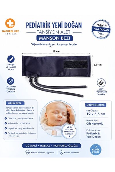 Universal Pediatrik Yeni Doğan Tansiyon Aleti Manşon Bezi Çift Hortumlu 19 × ...