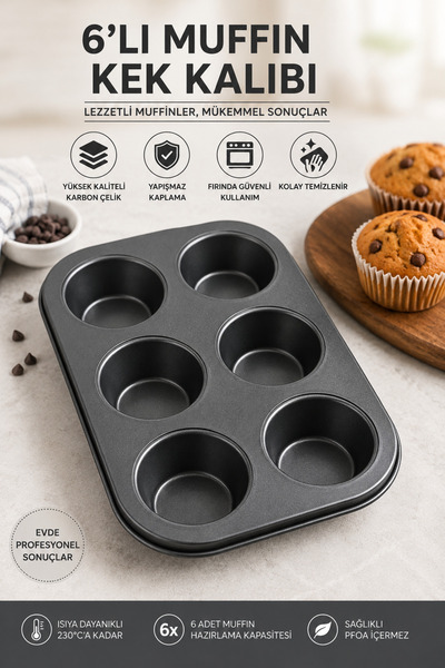 Evsun Home Collection قالب كيك معدني بـ 6 أقسام