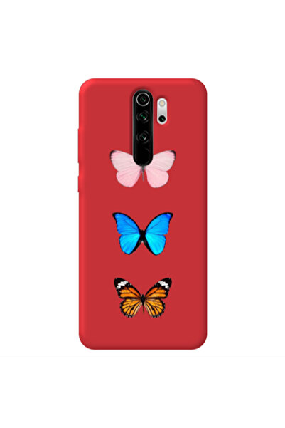Other Xiaomi Redmi Note 8 Pro Triple Butterfly Red Colored Silicone TPU Θήκη