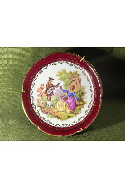 Fransız Limoges Porcelain Decorative Plate - 13.5 cm in Diameter