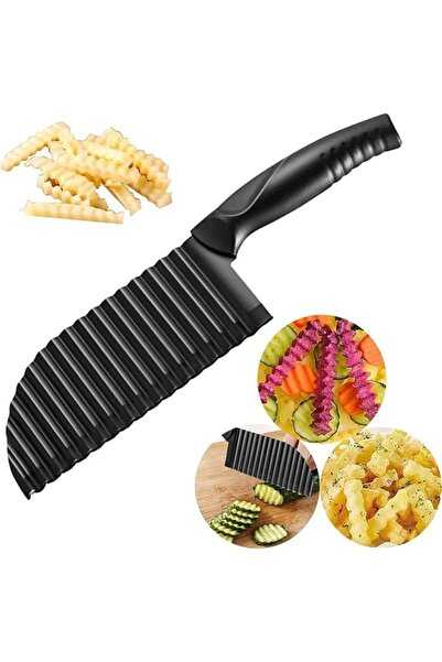 Generic Crinkle Potato Cutter - 7.4cm x 30cm 420 Stainless Steel Waves French...