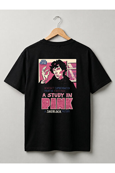 Grafftee Clothing Unisex Oversize βαμβακερό μπλουζάκι με σχέδιο Sherlock Holmes