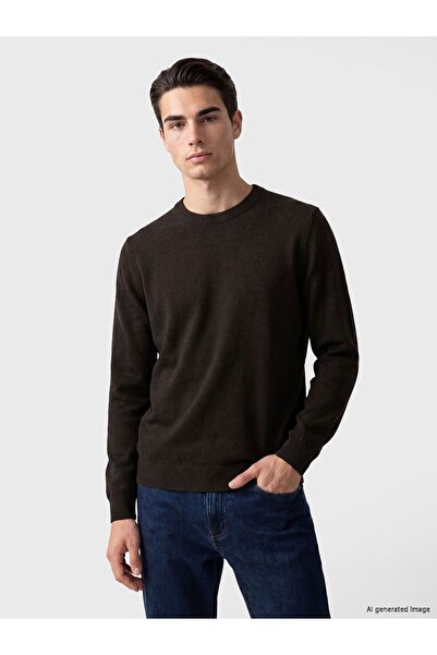 LC Waikiki Lcwaikiki Classic Brown Crew Neck Men's Knitwear Sweater