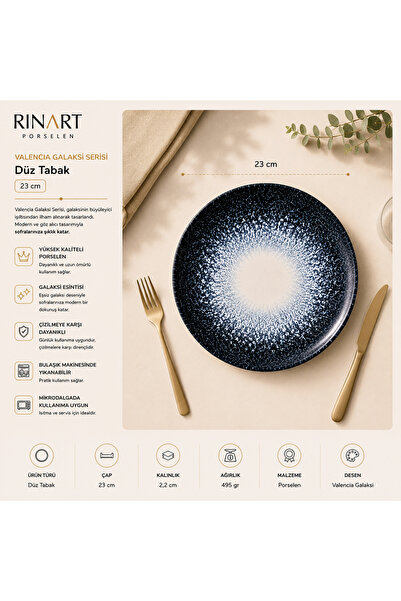 RİNART PORSELEN Valencia Galaxy Food Breakfast Presentation Serving Plate 23 ...