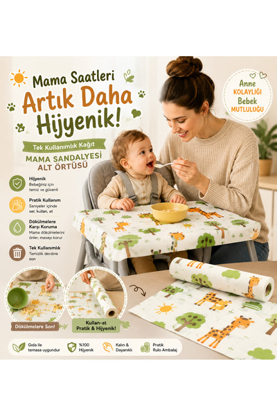 Regron Tekli Zürafa desenli Kullan At Çocuk Aktivite Örtüsü - Mama Sandalye A...