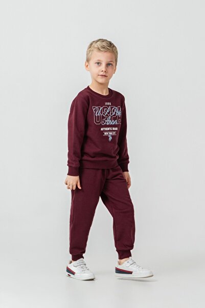 U.S. Polo Assn. Boy's Printed Purple Long Sleeve Tracksuit Set Us2609-C-V1