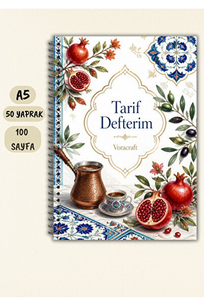 VORACRAFT Tarif Defteri, 50 Yaprak /100 Sayfa, A5 / Tel Spiral TRF0023