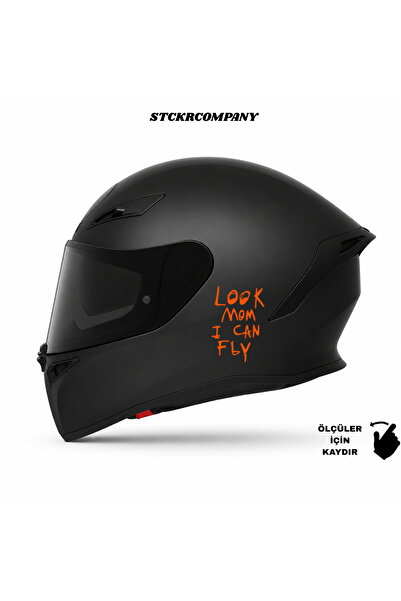 STCKRCO Look Mom I Can Fly Kask Stickerı – Kask Yan Taraf Premium Yazı Sticke...