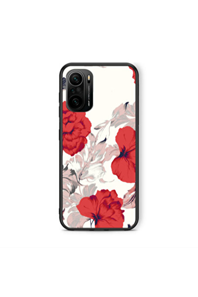 Other Xiaomi Poco F3 Red Flowers Black Glossy Θήκη