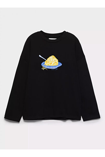 Disante 100% bumbac, cu potrivire oversize, imprimat Cacio e Pepe - Tricou cu...