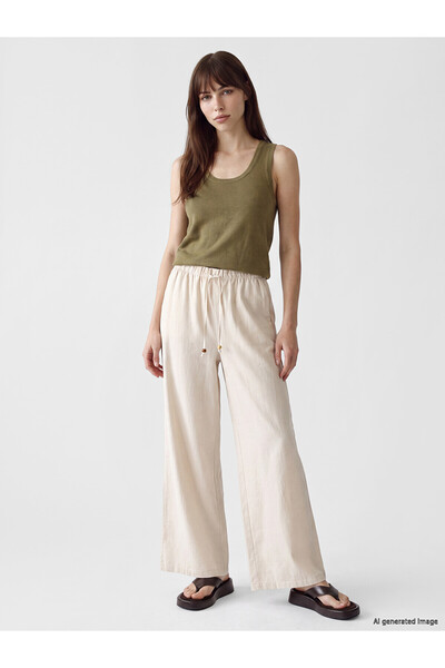 LC Waikiki Trendlucky Women's Wide Leg Pants with Elastic Waist and Differenc...