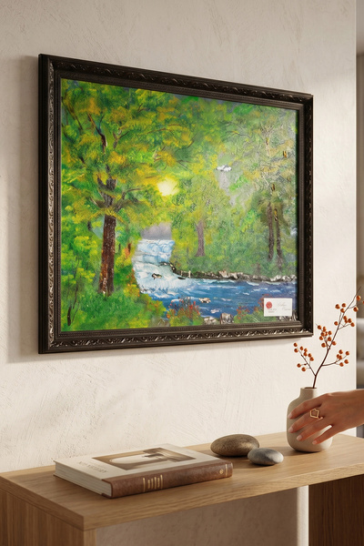 tokyo sanat Huzur Veren Şelale Manzaralı Tablo | Çerçeve Dahil