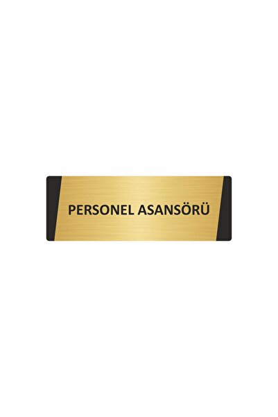 Özarslan Dizayn Staff Elevator Metal Warning Sign 5X20 cm Gold Color