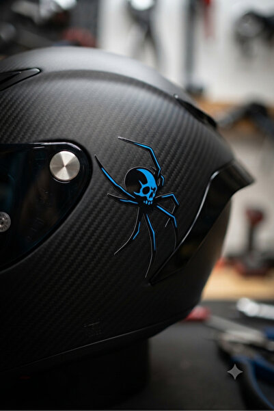 Yalıgraf Reklam Tabela Helmet Sticker - Skull Spider Design - Motorcycle Helm...