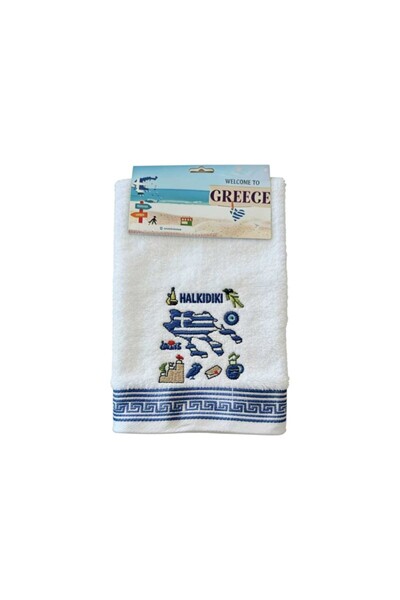 Tradesor Πετσέτα ποτηρόπανο Souvenir με κέντημα - Σετ 12pcs - Chalkidiki - 41...