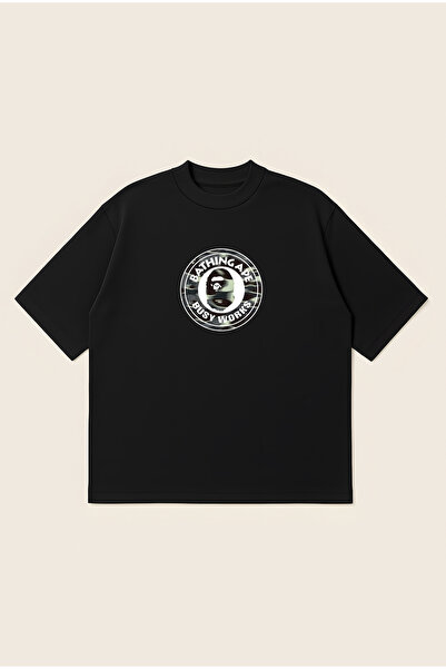 Moon Dancer A BATHING APE Busy Works Μαύρο μπλουζάκι με στάμπα, υπερμεγέθης, ...
