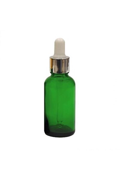 OEM Flacon de sticlă verde cu pipetă, capac argintiu pentru pipetă/gumă albă,...