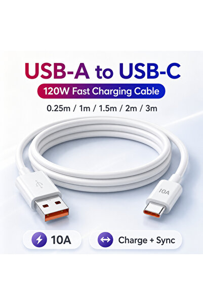 Choice 1m WHITE Super Fast Charging C-C Cable 120W 10A Fast Charging Data Cab...