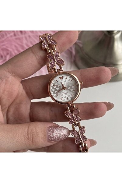 Heda Jewelry Butterfly Paradise Saat - Pink Butterfly Women's Watch