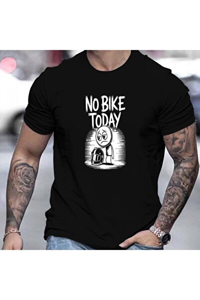 1001 Line تي شيرت رجالي بمقاسات كبيرة، تصميم مريح وعصري، يتميز بطبعة 'NO BIKE...