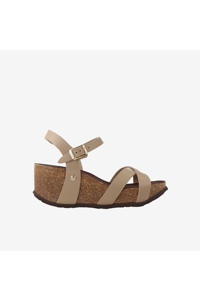 Genuins Women's / Girls' Sandals G106777 Cannes Embossed Leather Taupe
