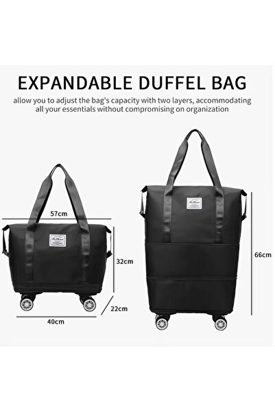 TAPIT Rolling Duffle Bag with Wheels, Expandable Carry On Luggage Bag with Wh...