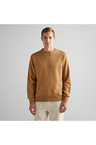 Gant Erkek Kahverengi Regular Fit Bisiklet Yaka Sweatshirt