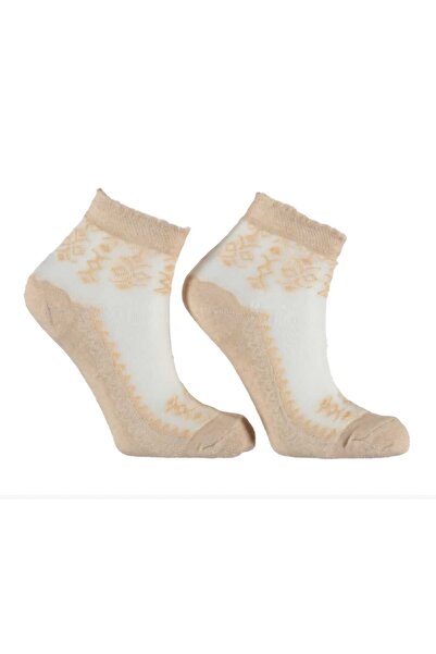 diclecollection Patterned Skin Color Tulle Socks Pantyhose Short Socks Women'...