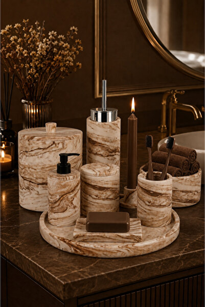 betonmall Handmade 12-Piece Concrete Bathroom Set – Modern Decorative Bathroo...