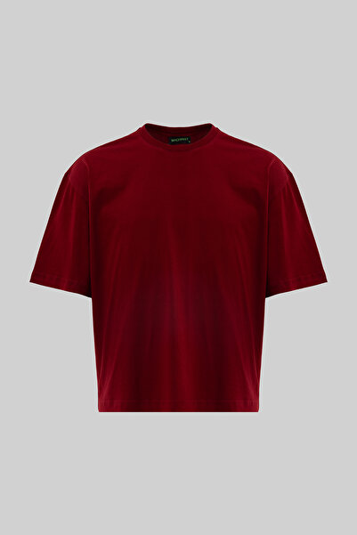 Machinist Muška osnovna pamučna kratka majica oversize, bordo crvena