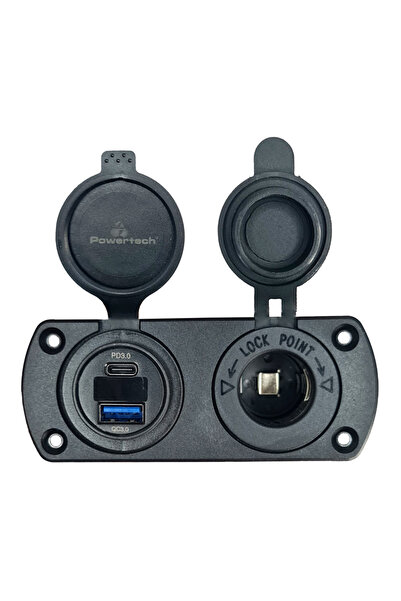 POWERTECH πρίζα 12V για σκάφη & οχήματα PTL-002, USB/USB-C, οθόνη, IP65