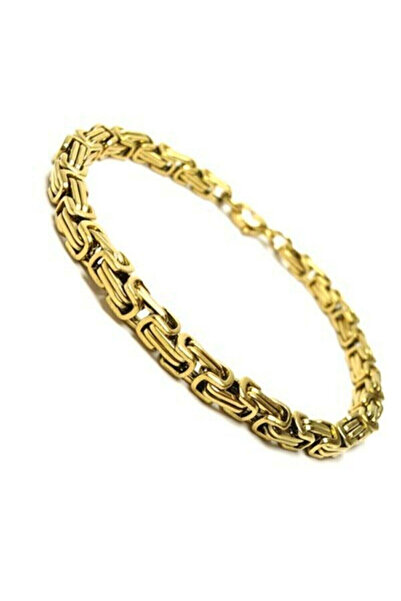 THE Steel Gold Color Steel Men's Bracelet Byzantine Chain Model