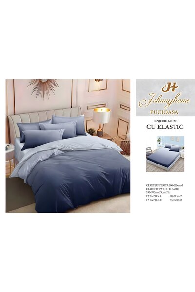 naniland.ro Lenjerie de Pat Bumbac Satinat 2 Persoane 6 Piese cu Elastic 180x...