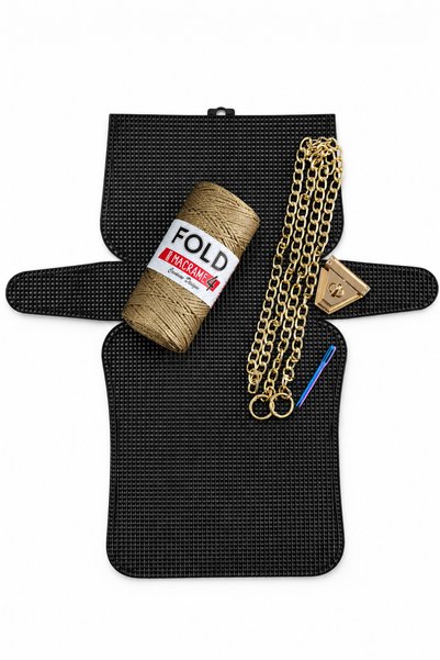 BD fold yarn Kanvas Çanta Simli Kahve No.4 45x21cm Kanvas - Polyester Makrome...