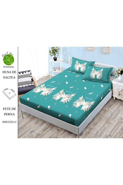 naniland.ro Husă de Pat Finet 2 Persoane 3 Piese cu Elastic 180x200 cm, Model...