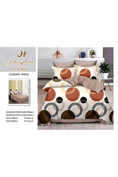 naniland.ro Lenjerie de Pat Bumbac Satinat 2 Persoane 6 Piese fără Elastic 20...