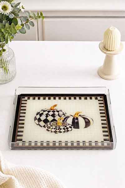 aymira home Patterned Plexiglass Tray for Serving and Presenting, Transparent...