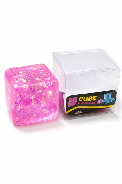 DAT Cube Glitter Squishy Ball Sparkle Jelly Cube Stress Ball Squeezable Senso...
