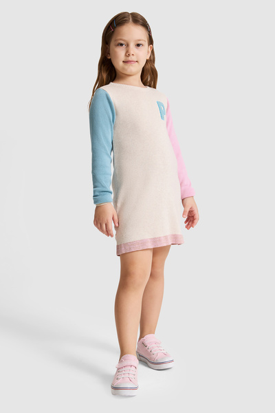 U.S. Polo Assn. Girl's Beige Melange Knitwear Dress 50261363-Vr156