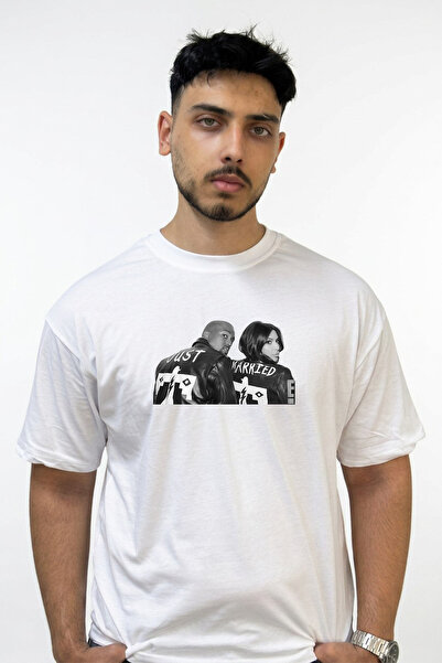 Anetos Kanye Kim Design Printed Oversize White T-Shirt