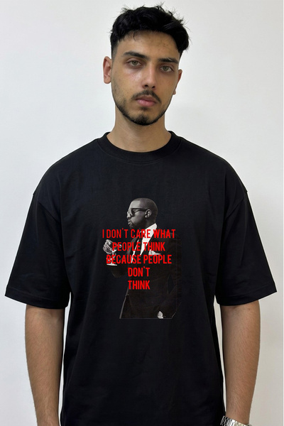 Anetos Kanye West_76 Design Printed Oversize Black T-Shirt