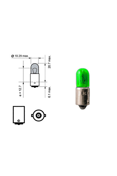 RapidAuto Set 2 becuri auto BestAutoVest 12V 4W Ba9s T8.5 , verde , bord si p...
