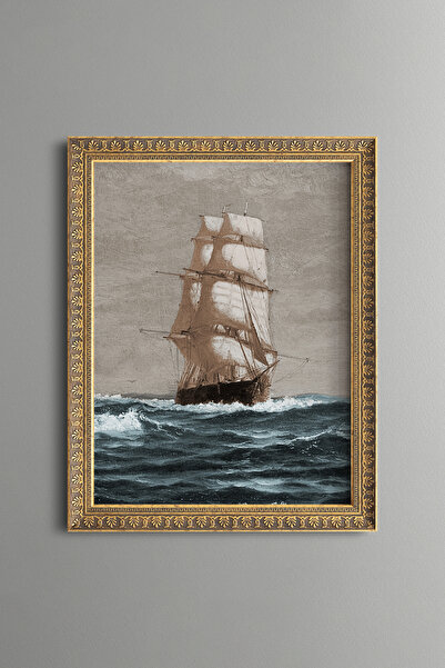 epiqart Sailing Ship on the Maine Coast - Vintage Patterned Painting - Fine M...