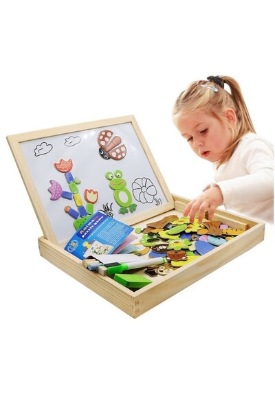 CasaDesteapta.ro Tablă Educativă din Lemn cu Două Fețe – Tablă Magnetică pent...