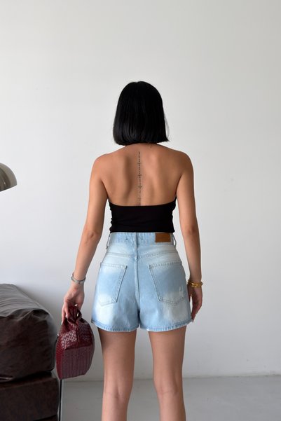 XRAY JEANS Women's 5-Pocket Classic Ice Blue Denim Shorts Skirt