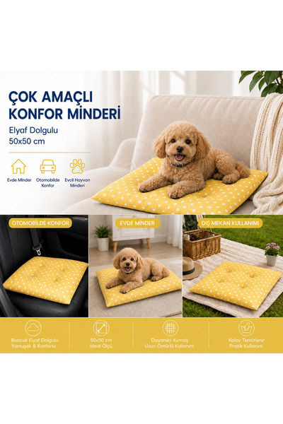Çok Amaçlı Boncuk Elyaf Konfor Minderi 50x50