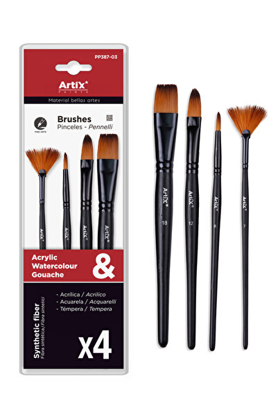 ARTIX PAINTS σετ πινέλων ζωγραφικής PP387-03, μαύρο, 4τμχ