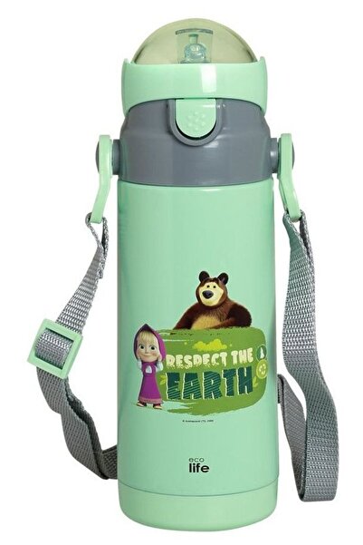 Ecolife Μεταλλικό Θερμός Παιδικό Μέντα «Μάσα Σέβεται τη Γη» 400ml (33-BO-2121)