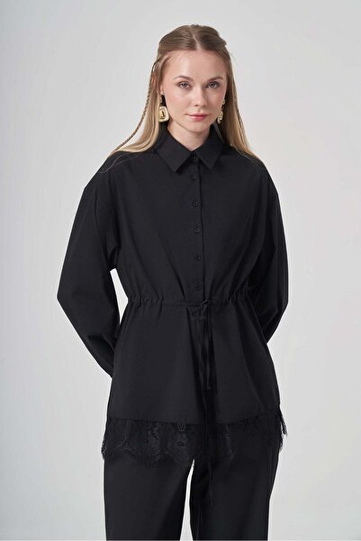 FTZ WOMEN Kadın Alt Dantel Gömlek Siyah 31437