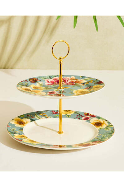 REDTAG Assorted Floral Printed Two-Tier Cake Stand